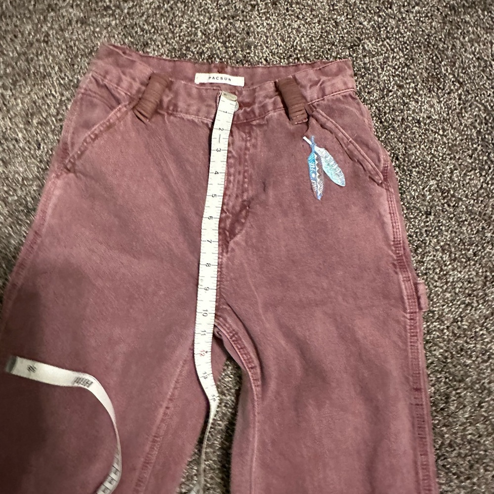 Redhawk Designs hand crafted Jeans - Dusty Pink w/Feather Patch accents sz 24 - Picture 6 of 8